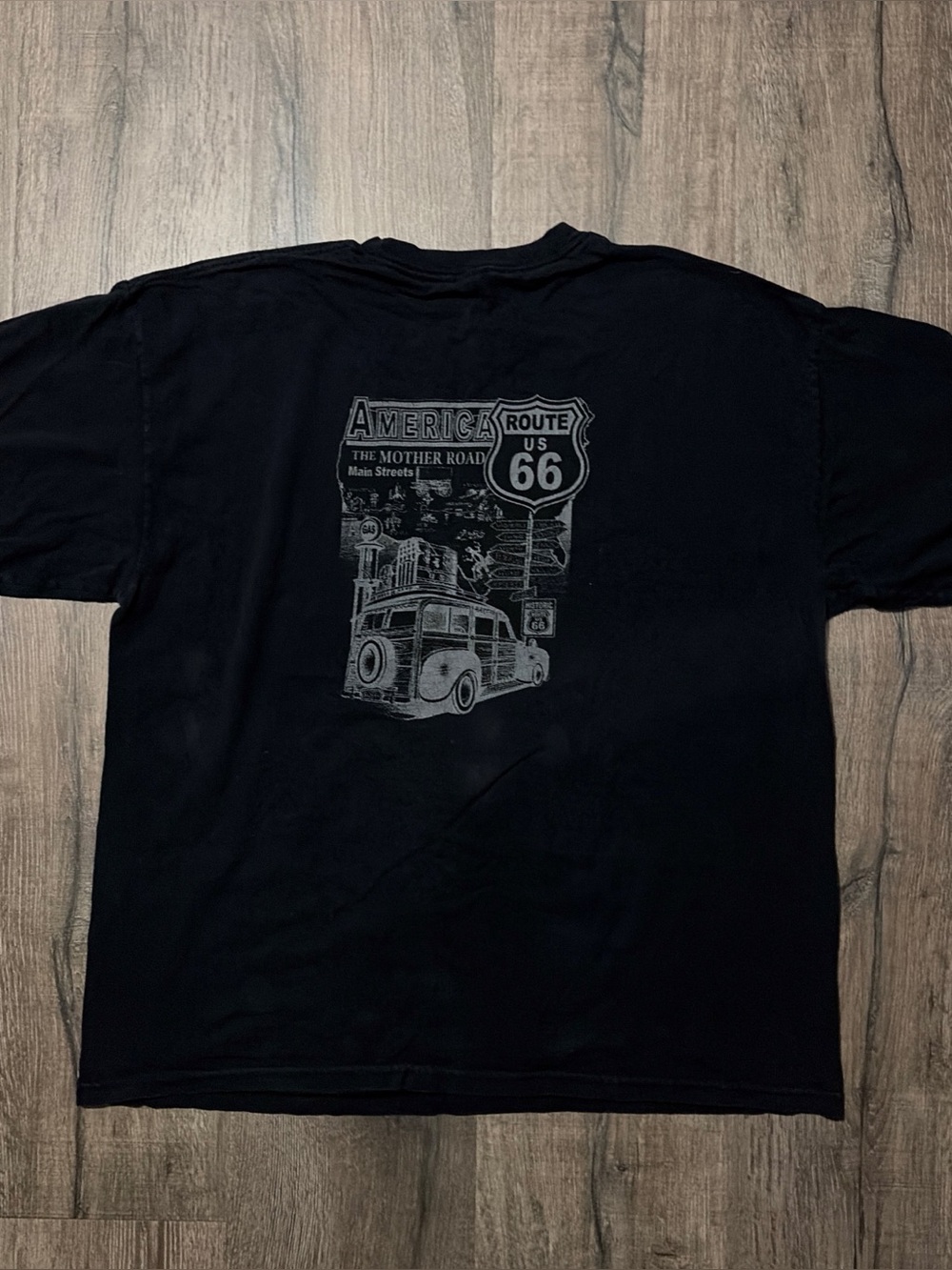 Vintage Route 66 America The Mother Road Graphic Tee Black XL